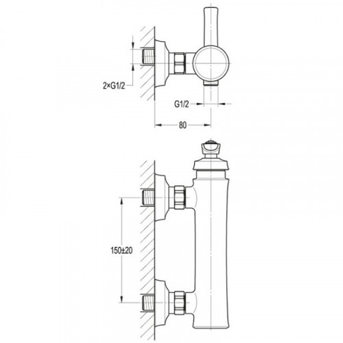 Смеситель для душа Cezares LIBERTY-F-D-01 Хром латунь на стену