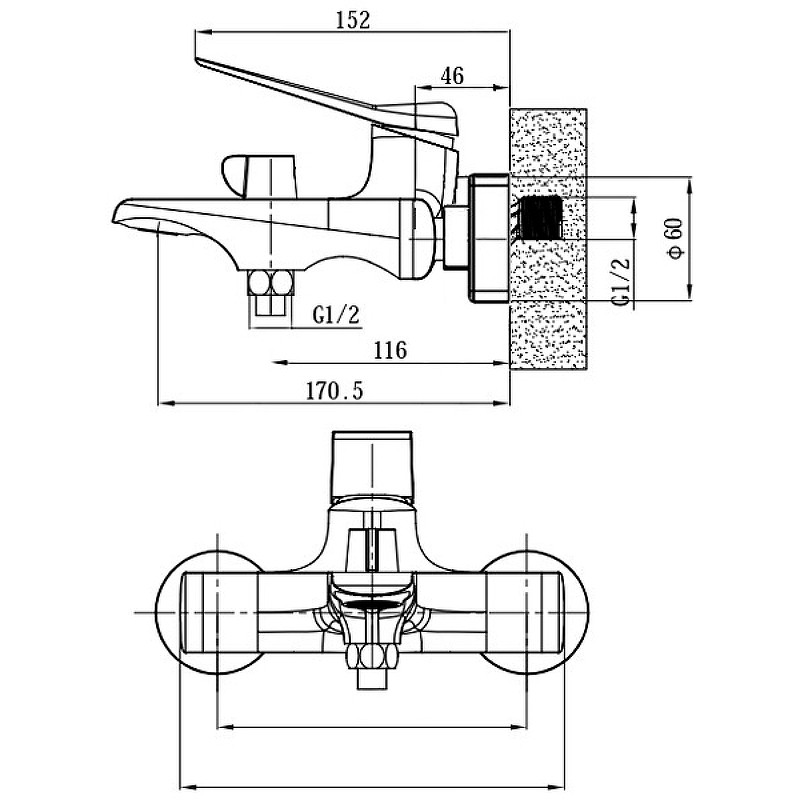 Смеситель для ванны ESKO Shanghai Gold SHA54Gold Золото латунь на стену