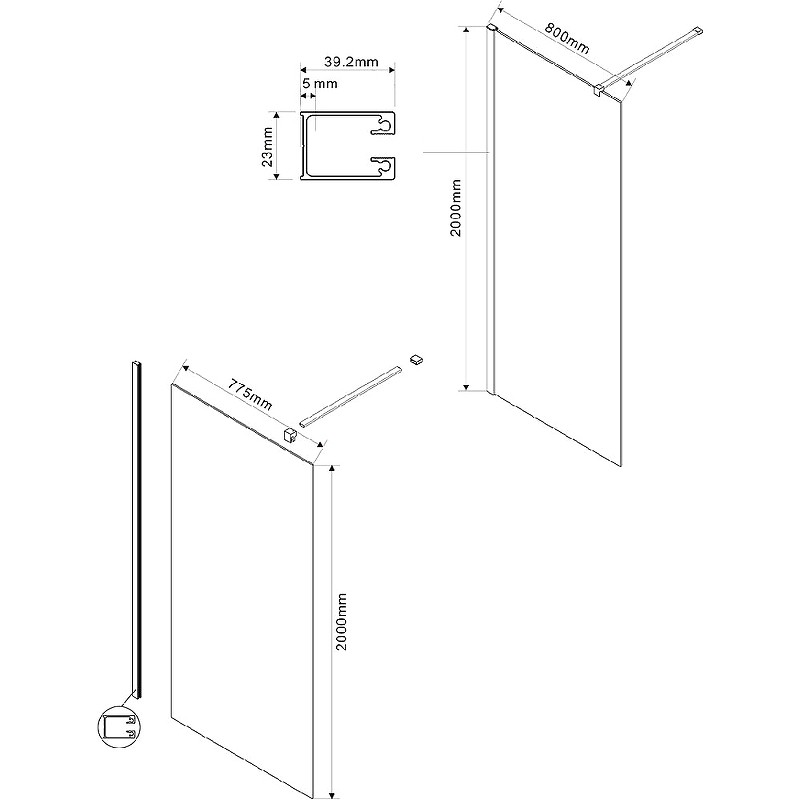 Душевая перегородка Vincea Walk-In 80 VSW-1H800CL профиль Хром стекло прозрачное