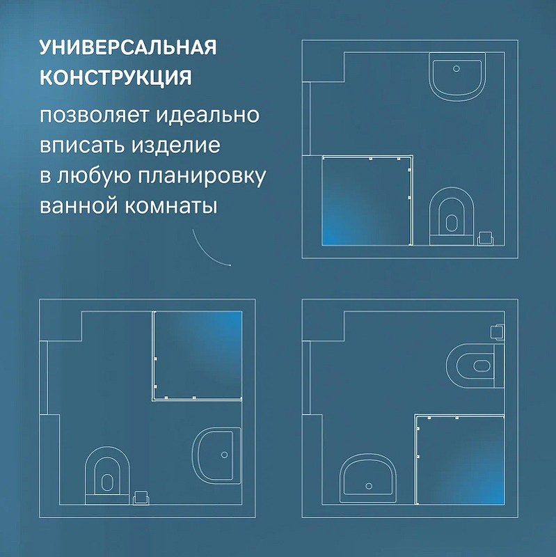 Душевой уголок AM.PM Func 90x90 W84G-403-9090-BТ профиль Черный матовый стекло прозрачное