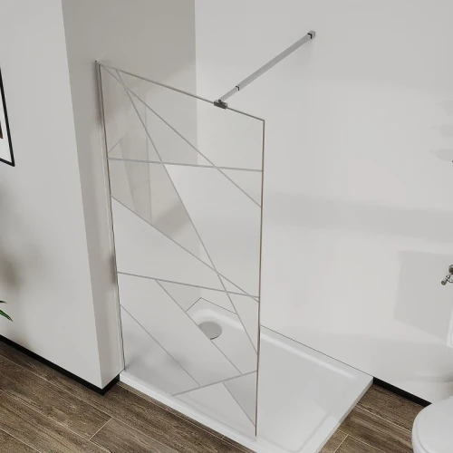 Душевая перегородка Azario Walk-In 90 AZ-271-90-CH-CGP профиль Хром стекло Графический принт