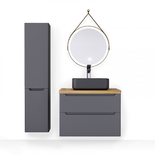 Шкаф пенал Jorno Wood 33 Wood.04.150/P/GR подвесной Серый МДФ / ЛДСП