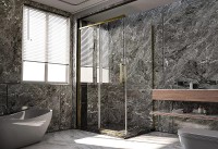 Душевая стенка Veconi Premium Trento SP-40G 90 SP40-G-90-01-C4 профиль Брашированное золото стекло прозрачное