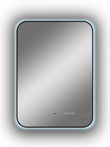 Зеркало Reflexion Black View 500х700 RF4001BV с подсветкой Черное с бесконтактным выключателем, диммером и часами