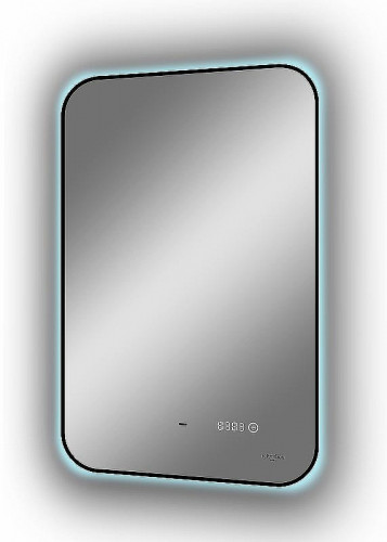 Зеркало Reflexion Black View 500х700 RF4001BV с подсветкой Черное с бесконтактным выключателем, диммером и часами