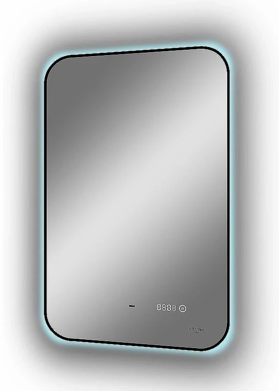 Зеркало Reflexion Black View 500х700 RF4001BV с подсветкой Черное с бесконтактным выключателем, диммером и часами