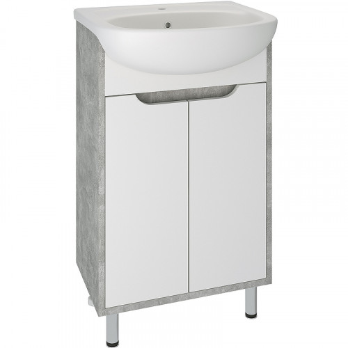 Тумба под раковину Runo Эко 50 00-00001326 Серый бетон Белая МДФ / ЛДСП