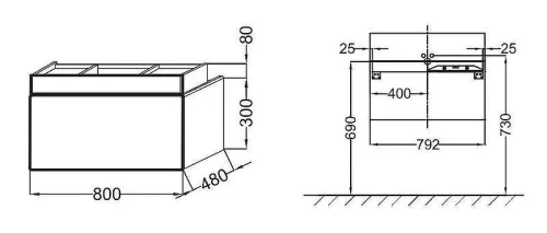 Тумба под раковину Jacob Delafon Terrace 80 EB1186-G80 цвет Коричневый