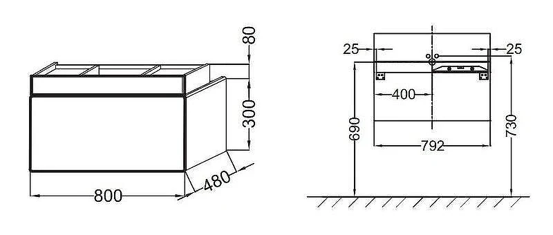 Тумба под раковину Jacob Delafon Terrace 80 EB1186-G80 цвет Коричневый