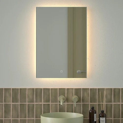 Зеркало Defesto Glow 50х70 DF 2514S с подсветкой 21W-3000К/с фацетом/Сенсорный выключатель/Теплый белый свет