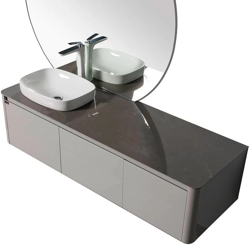 Тумба с раковиной Black&White Universe U915.1600L 160 L 9151600 подвесная Glossy light grey МДФ / ЛДСП