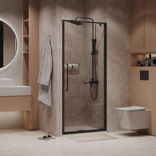 Душевая дверь Niagara Nova 100 NG-85-10AB профиль Черный матовый стекло прозрачное