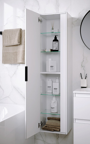 Шкаф пенал Aqwella Accent 35 ACC0535W подвесной Белый МДФ / ЛДСП, стекло