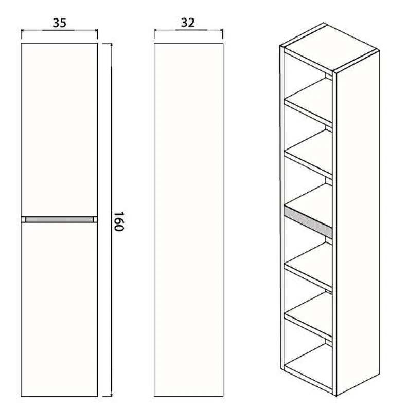 Шкаф пенал Creto Scala 35 3-1035W подвесной White МДФ / ЛДСП