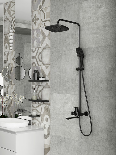 Душевая система Splenka S40.24.06 Черная матовая латунь на стену