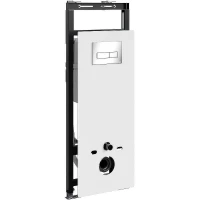 Инсталляция WasserKRAFT Salm 27TLT.010.ME.WH.CH03 для унитаза Белое стекло с клавишей смыва Хром