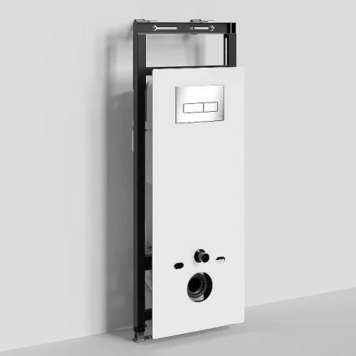 Инсталляция WasserKRAFT Salm 27TLT.010.ME.WH.CH03 для унитаза Белое стекло с клавишей смыва Хром