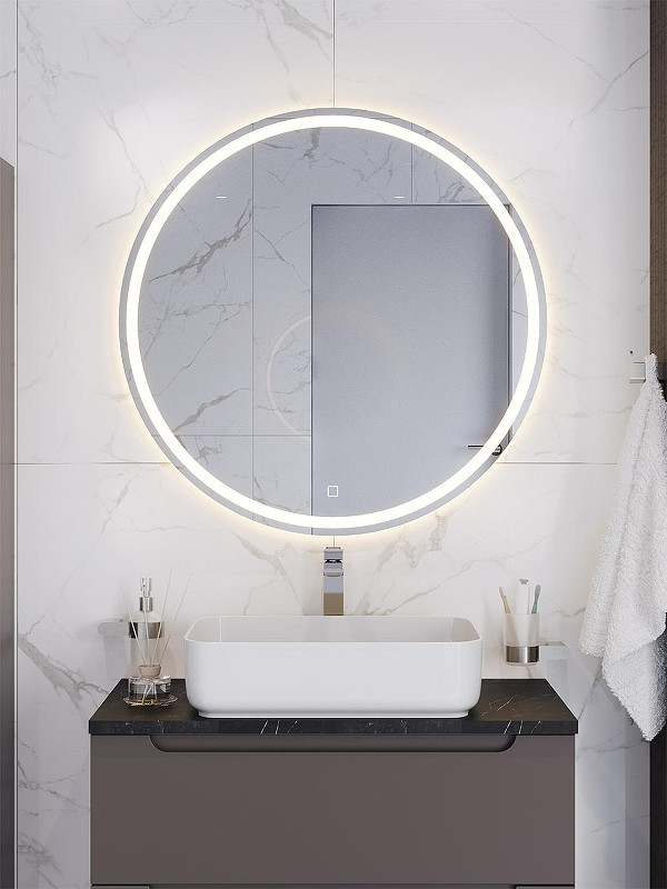 Зеркало BelBagno 80 SPC-RNG-800-LED-3000K-TCH с подсветкой с сенсорным выключателем