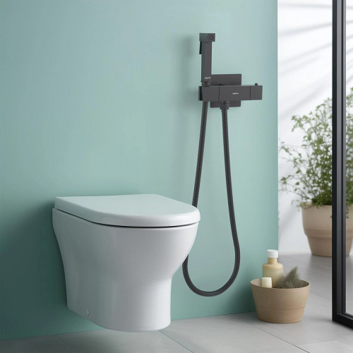 Гигиенический душ со смесителем Aquatek Либра AQ1028MB с термостатом Черный матовый латунь встраиваемый