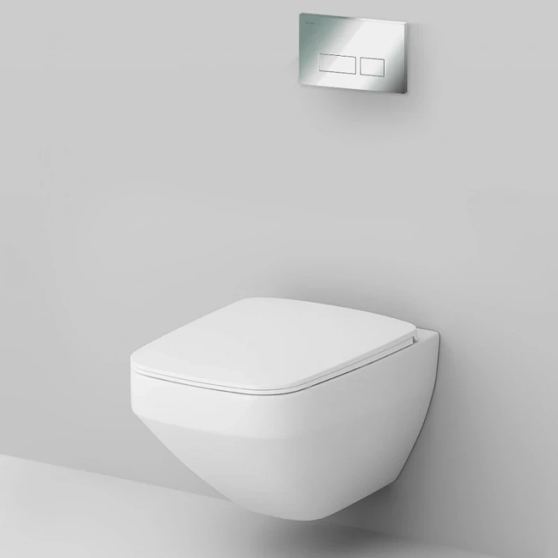 Комплект унитаза с инсталляцией AM.PM Inspire V2.0 FlashClean IS47051.50A1700 с сиденьем Микролифт и клавишей смыва Хром фарфор подвесной