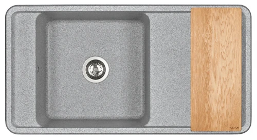 Кухонная мойка Aquaton Беллис 97 1A725132BS230 Серая искусственный камень (литьевой мрамор) встраиваемый