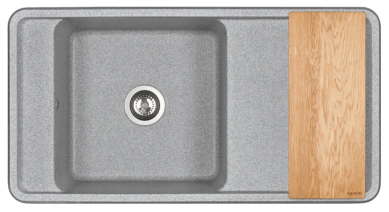 Кухонная мойка Aquaton Беллис 97 1A725132BS230 Серая искусственный камень (литьевой мрамор) встраиваемый