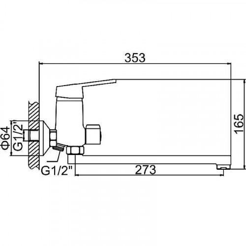 Смеситель для ванны Ledeme H68-В 2268-BL универсальный Хром