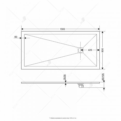 Душевой поддон из искусственного камня RGW Stone Tray ST-W 150х80 16152815-01 Белый