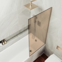 Шторка на ванну Maybah Glass MGV-74-2у 600x1400 в узком профиле Бронза стекло бронзовое матовое