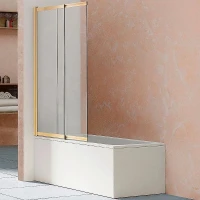 Шторка на ванну Vincea 100x145 VSB-1E100CLG профиль Брашированное золото стекло прозрачное