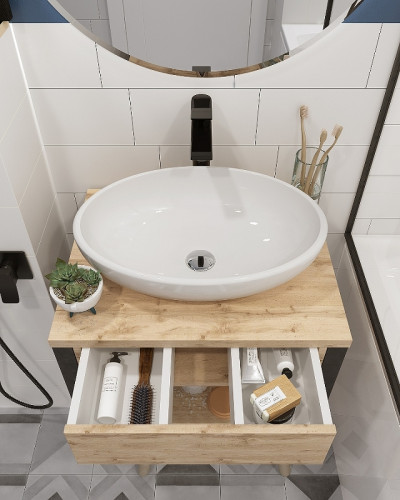 Тумба под раковину 1MarKa Grunge Loft 60П Ц0000001580 подвесная Дуб вотан МДФ / ЛДСП