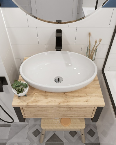 Тумба под раковину 1MarKa Grunge Loft 60П Ц0000001580 подвесная Дуб вотан МДФ / ЛДСП