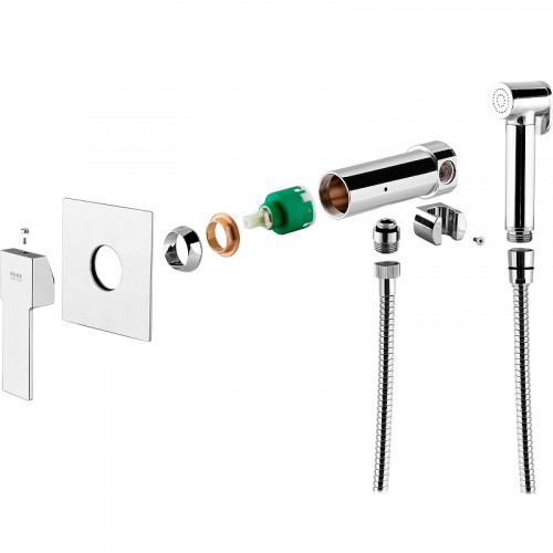 Гигиенический душ со смесителем Remer Qubica Q65W Хром латунь встраиваемый