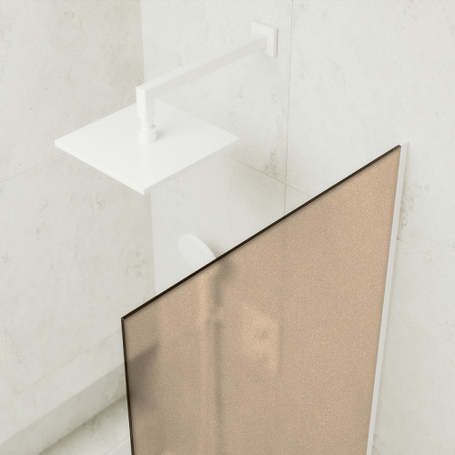 Шторка на ванну Maybah Glass MGV-77-1у 900x1400 в узком профиле Белый стекло бронзовое матовое