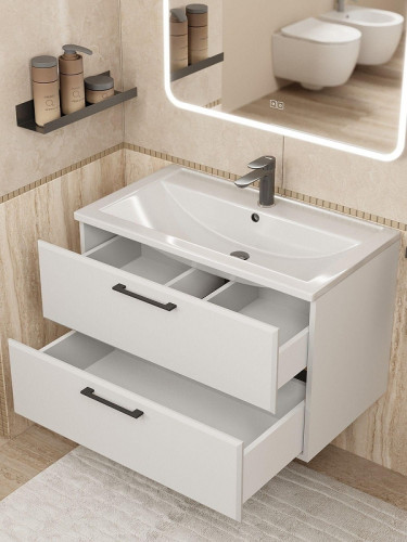 Тумба с раковиной Uperwood Foster New 80 KFosterNEW80w подвесная цвет Белый матовый