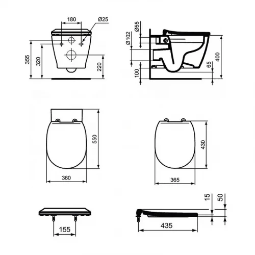 Унитаз подвесной Ideal Standard Connect E814901+E772401 цвет Белый с сиденьем Микролифт