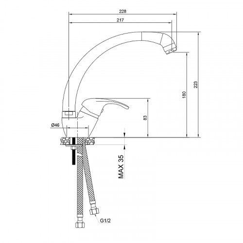 Смеситель для кухни WesnaArt Listok LIS01-120 Хром