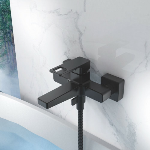 Смеситель для ванны Haiba HB60615-7 Черный матовый латунь на стену