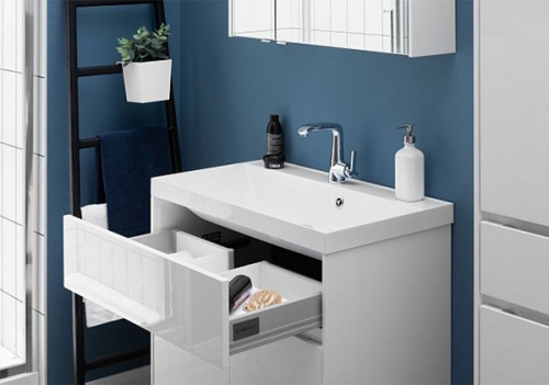 Тумба под раковину Aquanet Латина 80 179638 подвесная Белая МДФ / ЛДСП