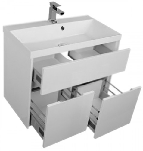 Тумба под раковину Aquanet Латина 80 179638 подвесная Белая МДФ / ЛДСП