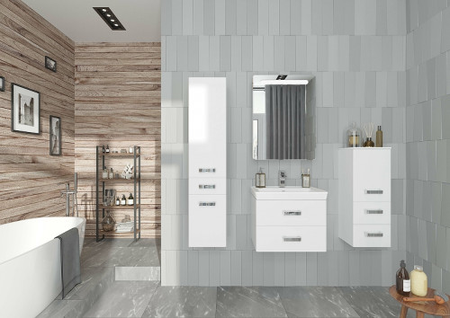 Зеркальный шкаф Aquaton Америна 60 L 1A135302AM01L с подсветкой Белый МДФ / ЛДСП, стекло