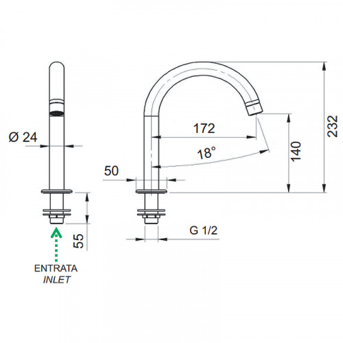 Смеситель для раковины Remer Class Line L57 Хром латунь
