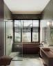 Душевая перегородка Maybah Glass MGD-677-6у 1090x1950 в узком профиле Черный стекло прозрачное