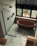 Душевая перегородка Maybah Glass MGD-677-6у 1090x1950 в узком профиле Черный стекло прозрачное