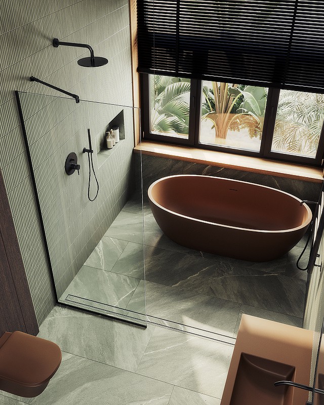 Душевая перегородка Maybah Glass MGD-677-6у 1090x1950 в узком профиле Черный стекло прозрачное
