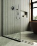 Душевая перегородка Maybah Glass MGD-677-6у 1090x1950 в узком профиле Черный стекло прозрачное