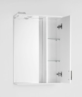 Зеркало со шкафом Style Line Олеандр 2 Люкс 55 ЛС-00000049 с подсветкой Белое МДФ / ЛДСП, стекло