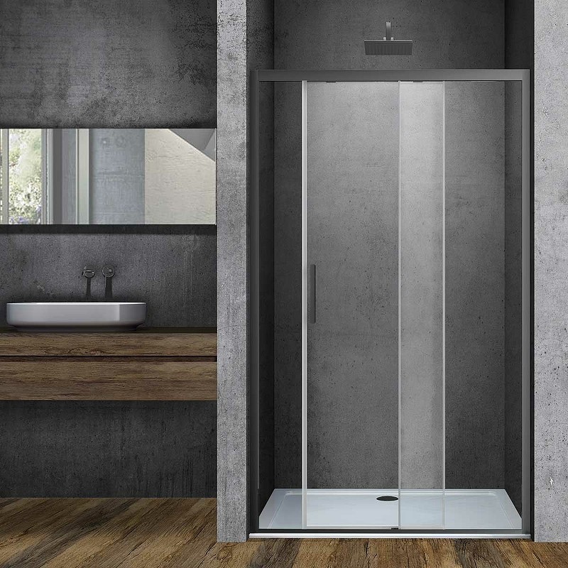 Душевая дверь Vincea Soft 120 VDS-3SO120CLGM профиль Вороненая сталь стекло прозрачное