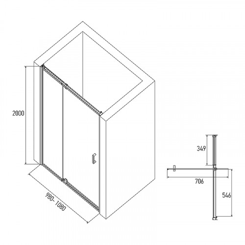 Душевая дверь Alex Baitler 100 AB78C100 профиль Сатин стекло матовое
