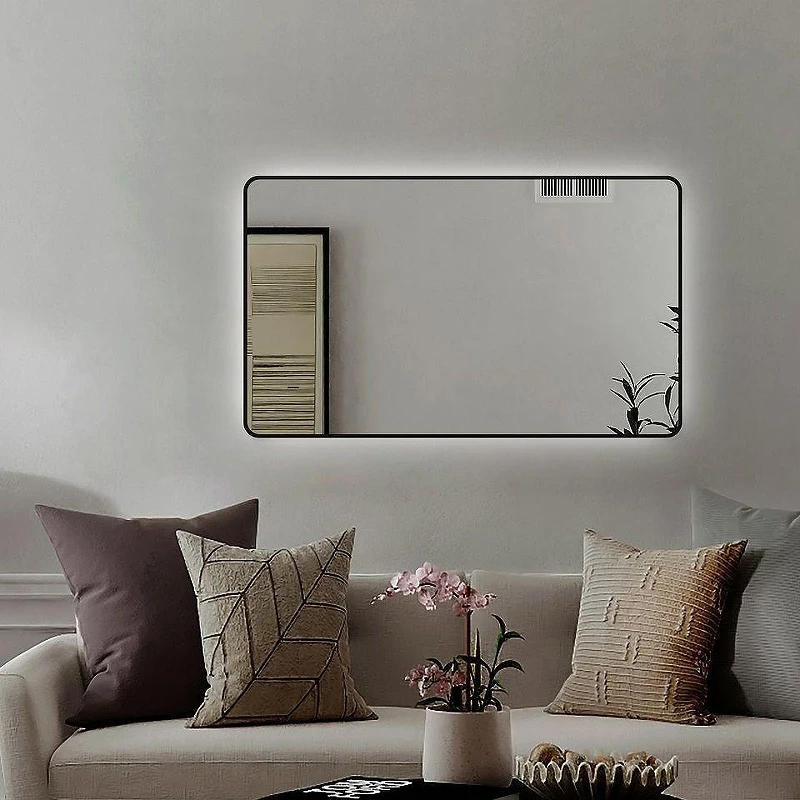 Зеркало Art&Max Siena S 120 AM-SieS-1200-800-DS-F с подсветкой цвет Черный с бесконтактным выключателем